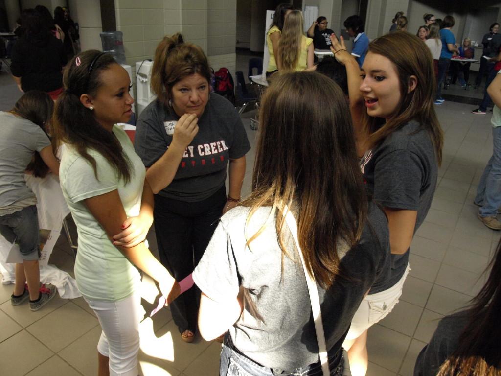 LeeAnn Triestman attempts to interest freshmen to join debate