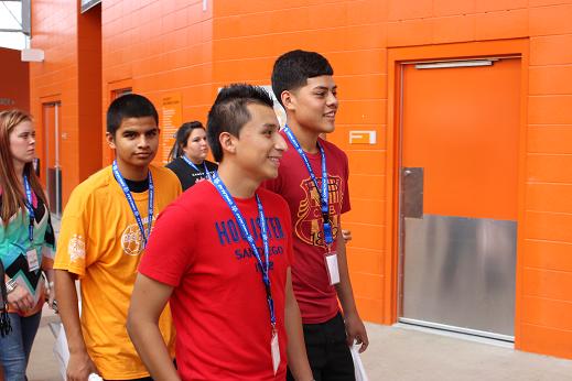 Senior Israel Gutierrez and others on the BBVA Compass Stadium tour.
