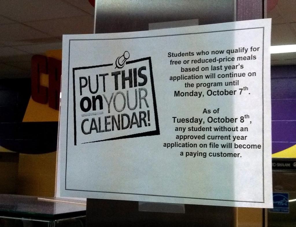 Students must re-apply for free lunch bt the 7th to receive reduced lunch prices.