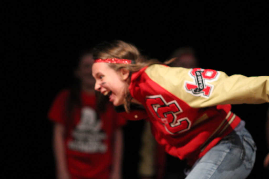 A student screams as part of her skit in the Improv Show