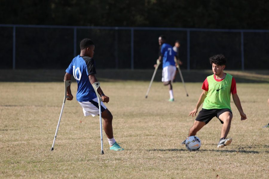 Students from CCHS played a special-rules scrimmage against the Haitian National Amputee Soccer team during a stop on their tour to spread a message of hope.