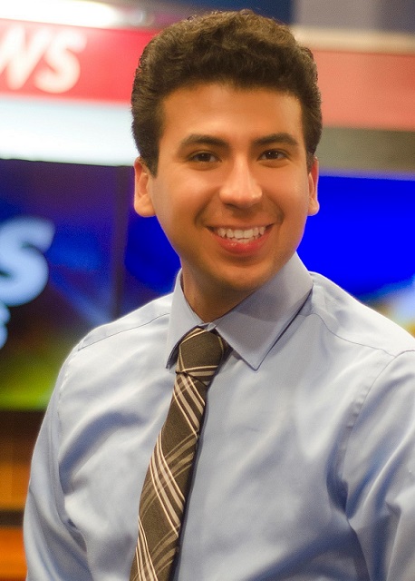 Marco Revuelta as a weekend anchor and reporter at a TV news station in Laredo.