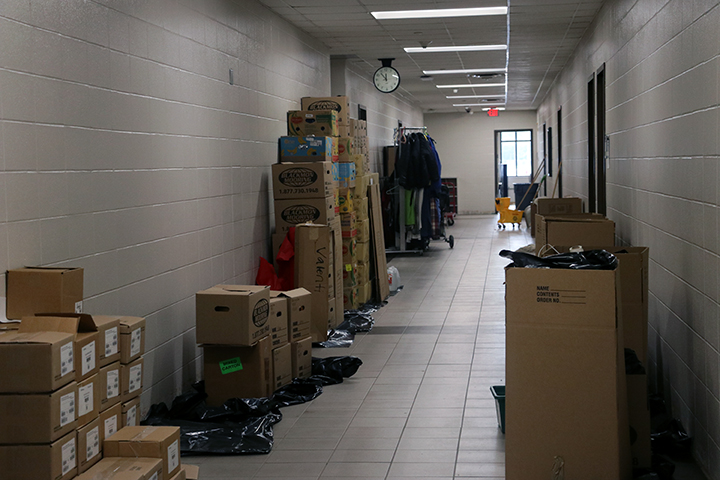 Communitys In School office is cleared out due to water damage.