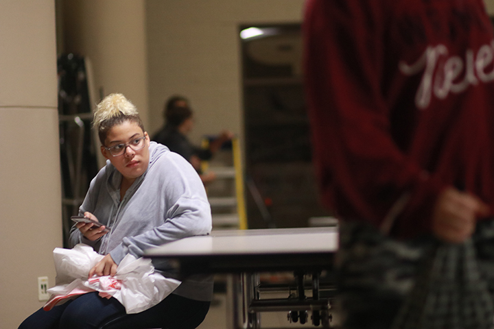 Students wait while the weather died down.