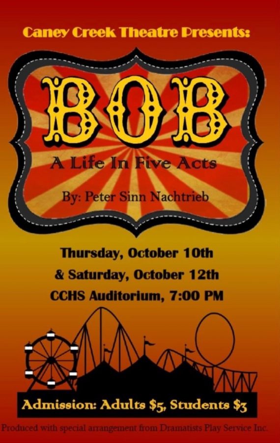 PROMOTIONAL FLYER. Theater students hung up posters around the school to advertise their play.