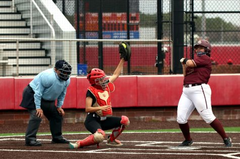 Junior and catcher Hailey Castaneda catches a ball which caused a strike for Summer Creek at the Crosby Tournament at Crosby High School, February 25, 2021 