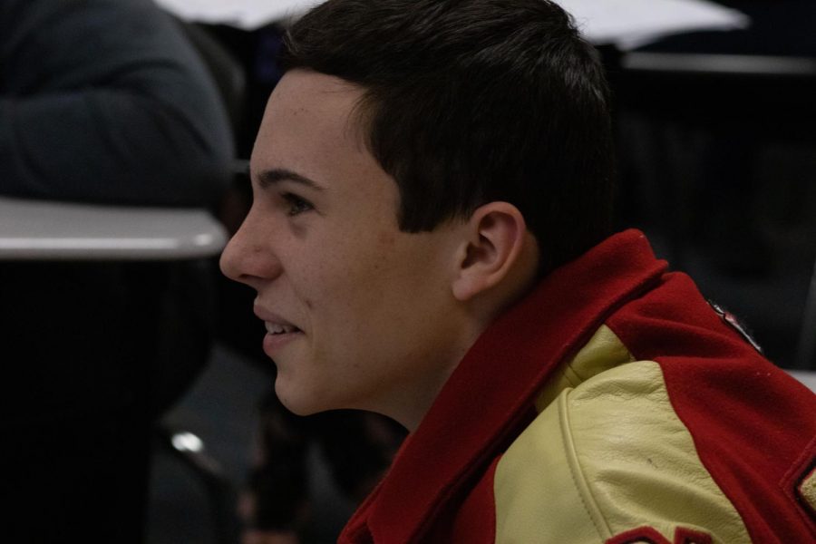 Student pays intent attention to Kahoot