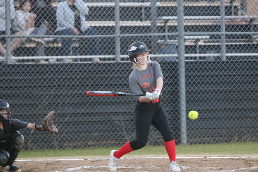Brandie Hoagland batting in the first inning
Brandie said ' I  was so scared of letting myself down but I just kept me eye on the ball'.
