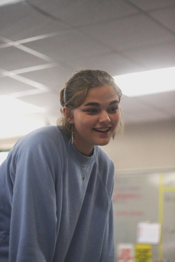 JUST PUT ON A SMILE: Jade Clark (11) puts on a smile as she teaches the instructions on her lesson plan.