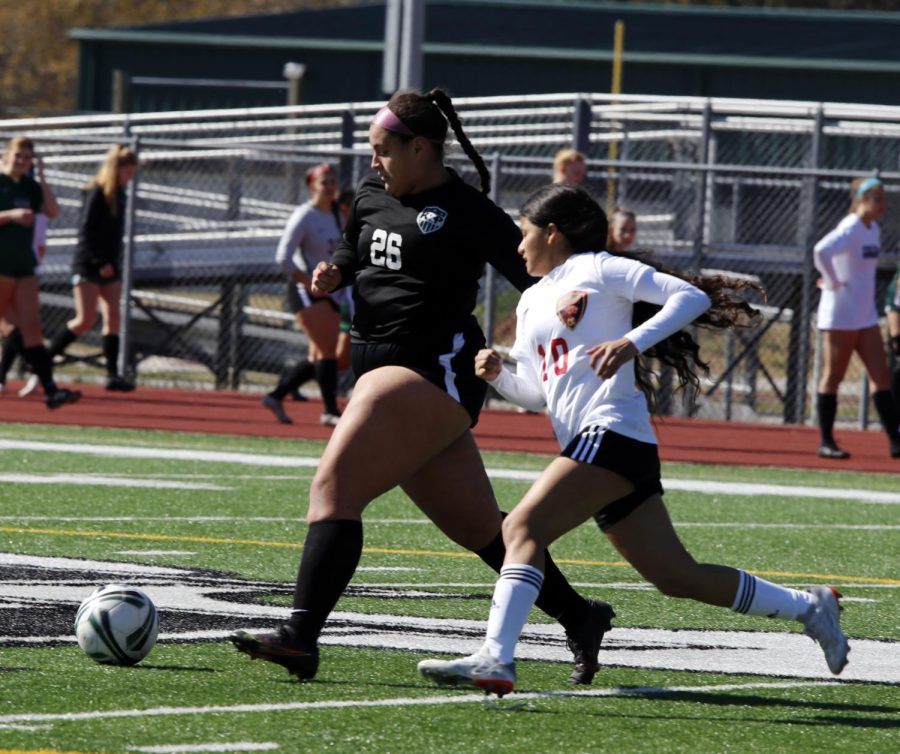 ELizabeth Sanchez (9) goes after ball for a steal.