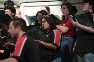 VOICES RISE. Senior Janellie Gonzalez was singing passionately during practice and getting ready for the Fall concert. Tuesday, Oct. 8. 2024. 
