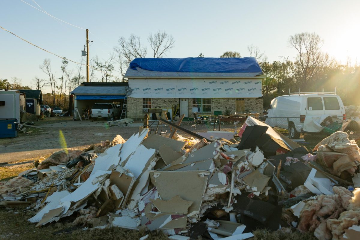 The rubble outside the unfinished construction of senior Bryant Benitez's home on Feb 1. Benitez's home was demolished following a tornado over Christmas Break.