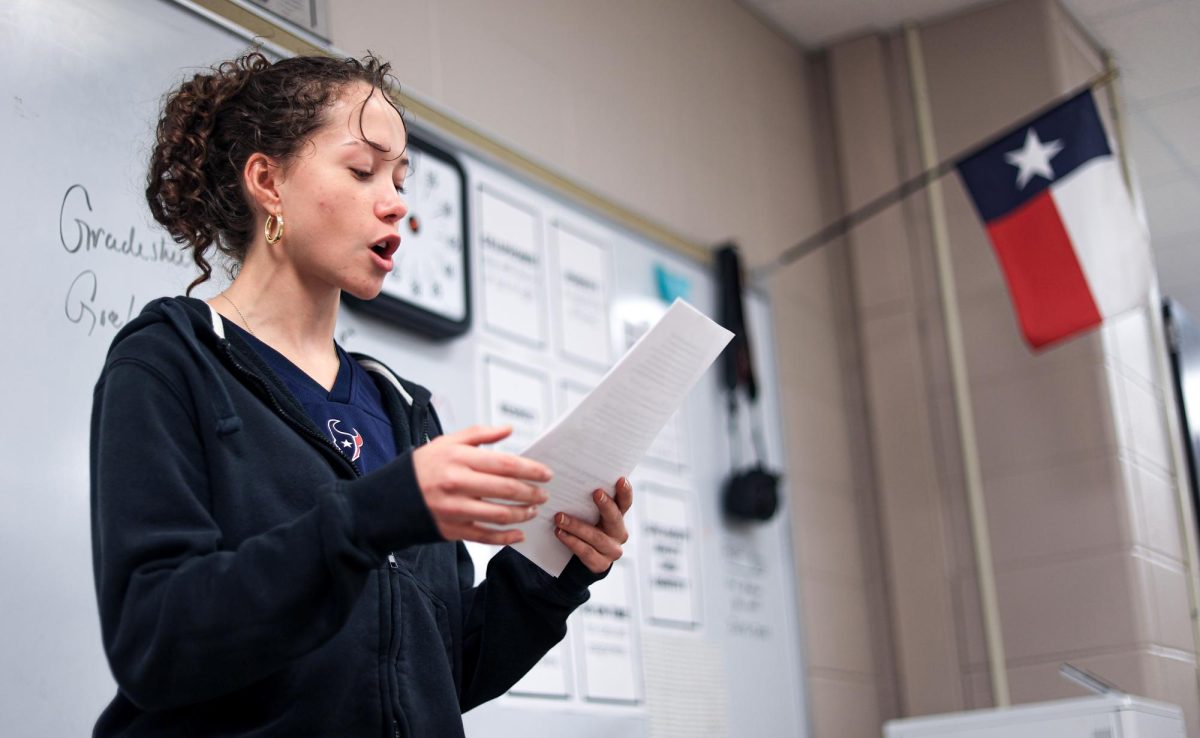 Sophomore Ava Aldridge practices speaking during a debate practice on Nov. 12.
