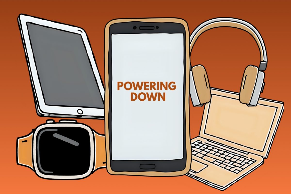 Any electronic or communication device has been banned from Texas schools starting in the 2025-2026 school year including tablets, smartwatches, cellphones, headphones and laptops.
Graphic created and edited in Canva and includes illustrations generated using Canva's AI capabilities.