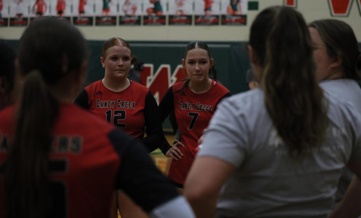PEP TALK. Before the game against The Woodlands on Tuesday, September 2, coach Lang was talking to JV and telling them to play their best.