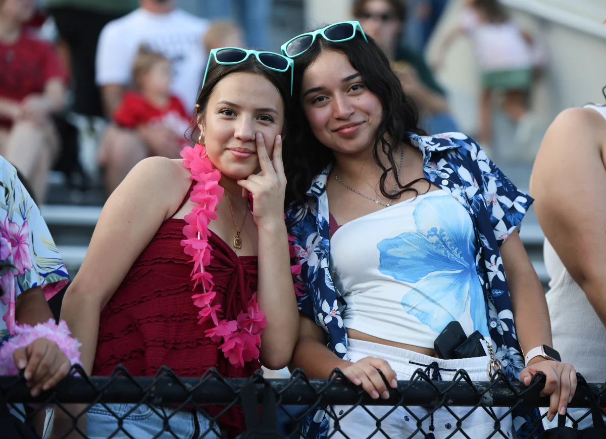 SHOWING UP. Senior Stephanie Rivera and Senior Dana Castaneda Sanabria showed up to show spirit representing the student council. Student council members went to the VS Waller home football game on Aug. 29, 2025 to show school pride. “It makes me feel good because it makes me feel like I'm more involved in the school, especially because this is my senior year,” Rivera said. “I feel proud I'm representing Caney Creek."