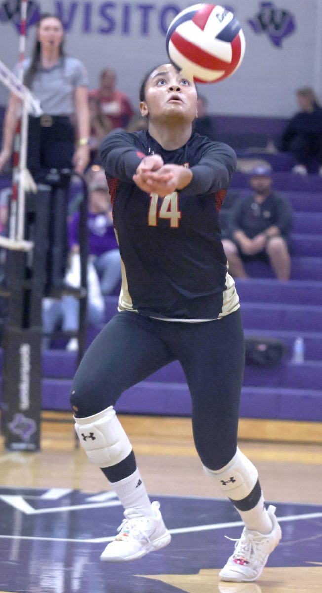 BOOMM. When playing against Willis on Sep. 26, 2025 senior Marissa Solorzano passed the ball to her teammate and when they hit the ball they got a point. 