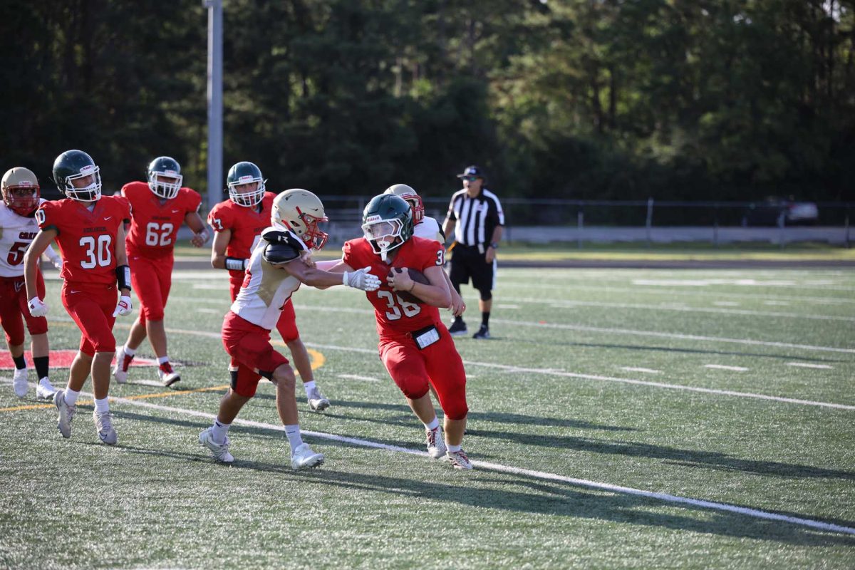 Freshman Edy Carballo was going to tackle his opponent making sure the other team didn't get anymore yards against them on Sept. 24, 2025. His opponent still made it past Carballo ending up in the other teams 1st down.
