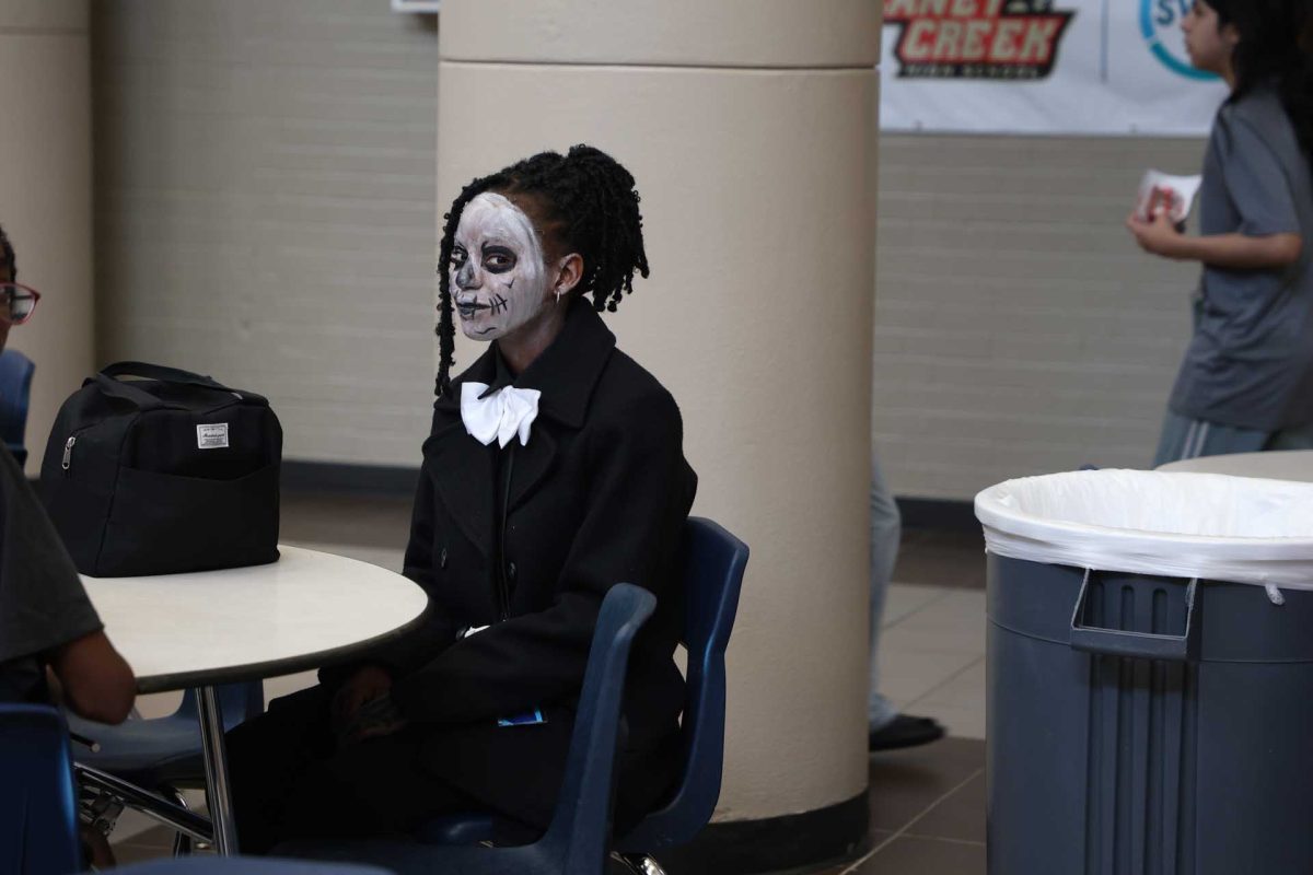 NIGHTMARE BEFORE CHRISTMAS. Caney Creek student is dressed up as Jack Skellington for the homecoming spirit day on Tuesday, Sept. 30, 2025. 