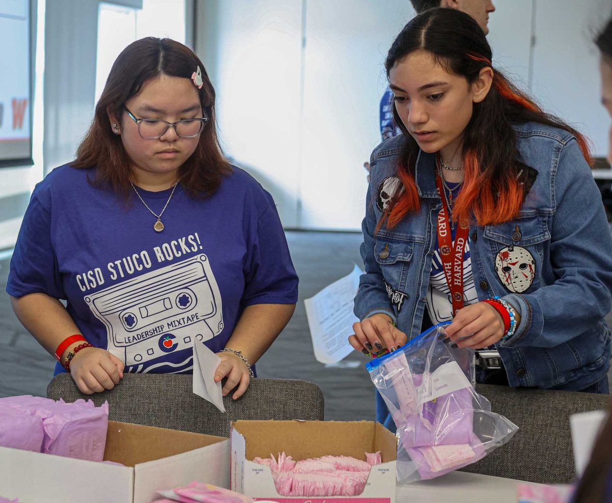 FOR THE GIRLIES. Middle school students pack hygiene products into ziploc bags for people in need during the Mid-Level Conference that was held on Monday, Feb. 9, 2026. Students went around tables to fill up the bags with products. 