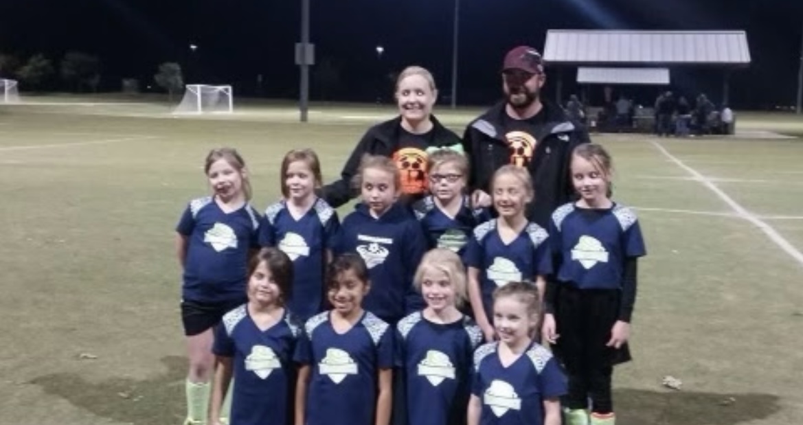 Team photograph of the Tornados recreational league which Abigayle Bate's mom, Miranda Bates, coached.