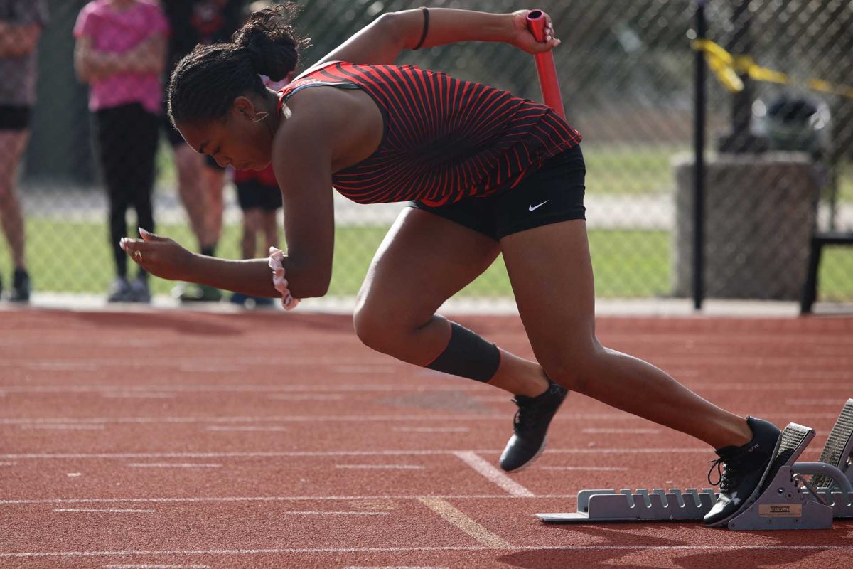 HEAD START. Senior Hiyah Campbell was in the 2x4 relay on Thursday March 6, 2026. Campbell was the first leg in the relay and she gave Caney Creek an early lead. 